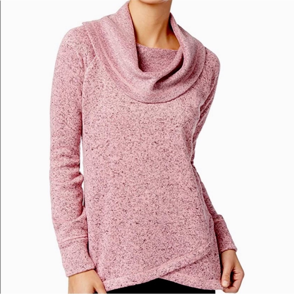 Ideology Women's Cowl Neck Cross-Over Hem Essentia Pink Gray size Small